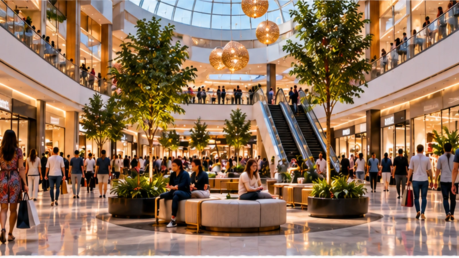 Modern alışveriş merkezi ve moda mağazaları